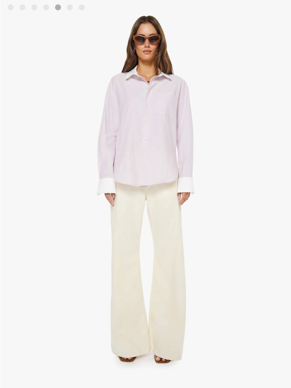 MOTHER The Roomie Frenchie Pinstripe Cotton Button-Up Top